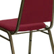 Burgundy Fabric/Gold Vein Frame |#| Trapezoidal Back Stacking Banquet Chair in Burgundy Fabric - Gold Vein Frame