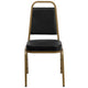 Black Vinyl/Gold Frame |#| Trapezoidal Back Stacking Banquet Chair in Black Vinyl - Gold Frame