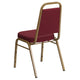 Burgundy Patterned Fabric/Gold Frame |#| Trapezoidal Back Stacking Banquet Chair in Burg Patterned Fabric - Gold Frame