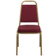 Burgundy Patterned Fabric/Gold Frame |#| Trapezoidal Back Stacking Banquet Chair in Burg Patterned Fabric - Gold Frame