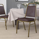 Brown Vinyl/Gold Frame |#| Trapezoidal Back Stacking Banquet Chair in Brown Vinyl - Gold Frame