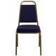 Navy Patterned Fabric/Gold Frame |#| Trapezoidal Back Stacking Banquet Chair in Navy Patterned Fabric - Gold Frame