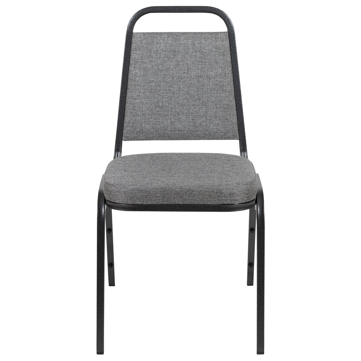 Gray Fabric/Silver Vein Frame |#| Trapezoidal Back Banquet Stack Chair, 2.5inch Seat - Gray Fabric/Silver Vein Frame