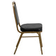 Black Vinyl/Gold Frame |#| Trapezoidal Back Stacking Banquet Chair in Black Vinyl - Gold Frame