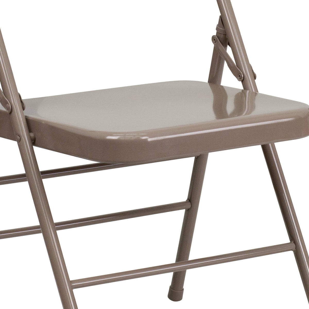 Beige |#| Triple Braced & Double Hinged Beige Metal Folding Chair - Commercial Chair