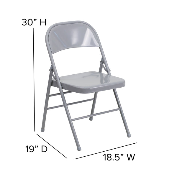 Gray |#| Triple Braced & Double Hinged Gray Metal Folding Chair - Commercial Chair