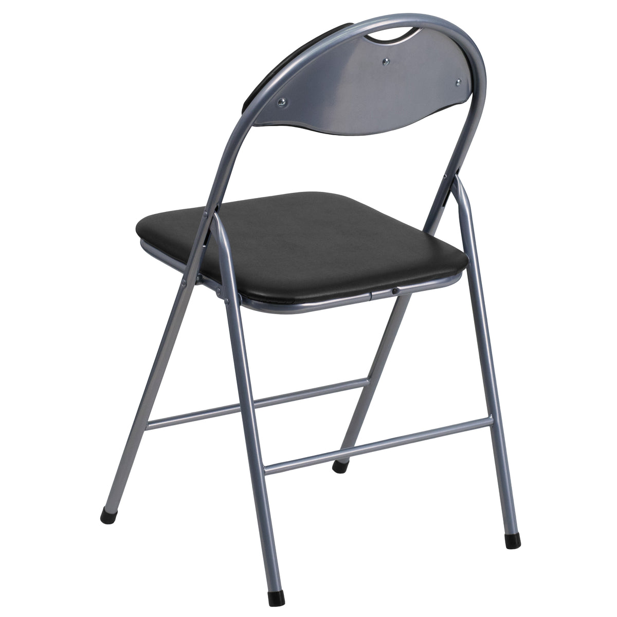 300 lb. Capacity Black Vinyl Metal Folding Chair with Carrying Handle