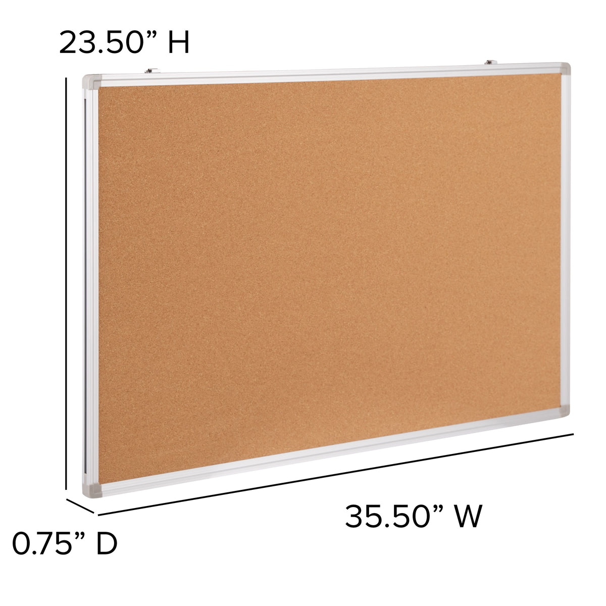 35.5"W x 23.5"H |#| 35.5"W x 23.5"H Wall Mounted Natural Cork Board - Aluminum Frame, Notes/Memos