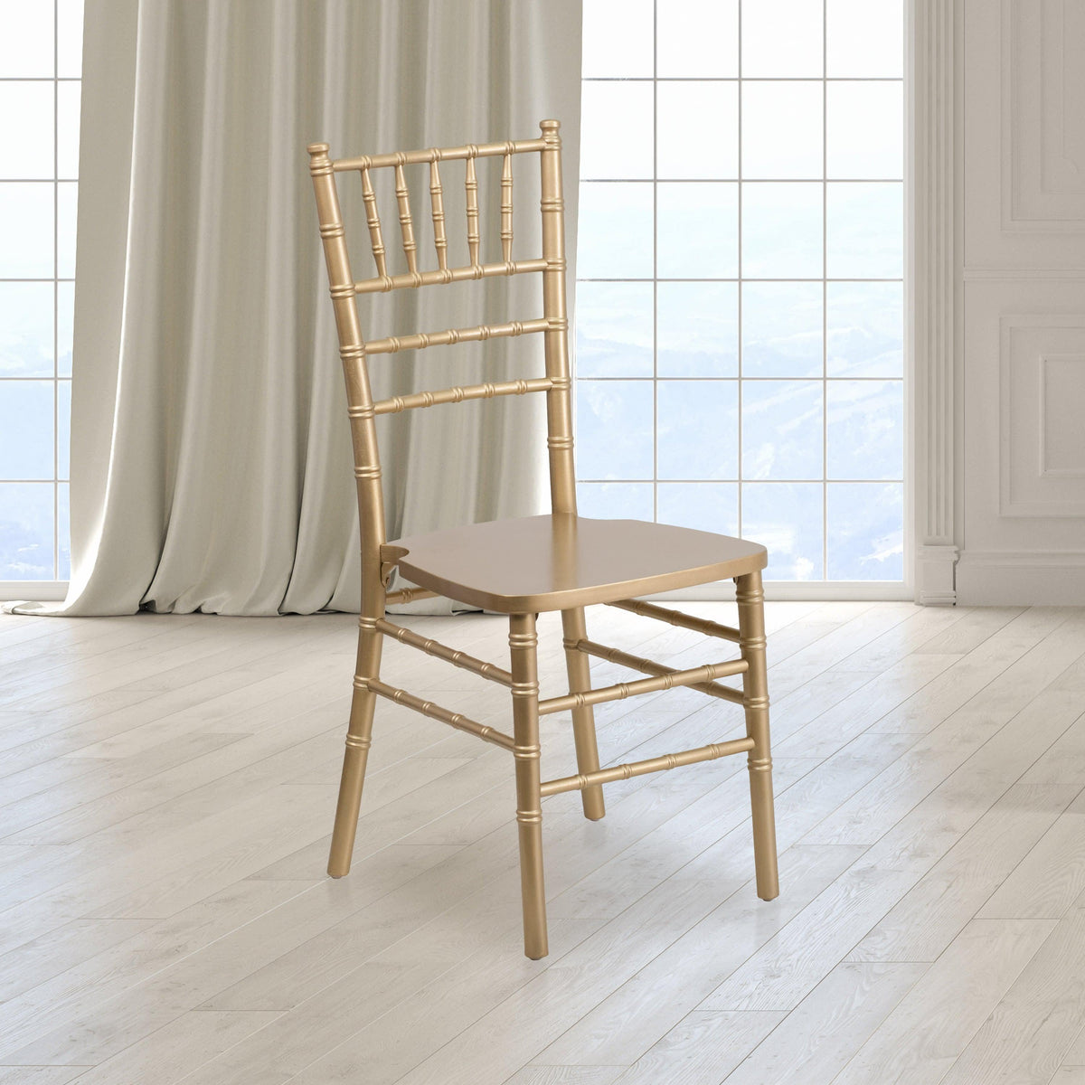 Gold |#| 1100lb. Capacity Gold Wood Stackable Chiavari Event Chair