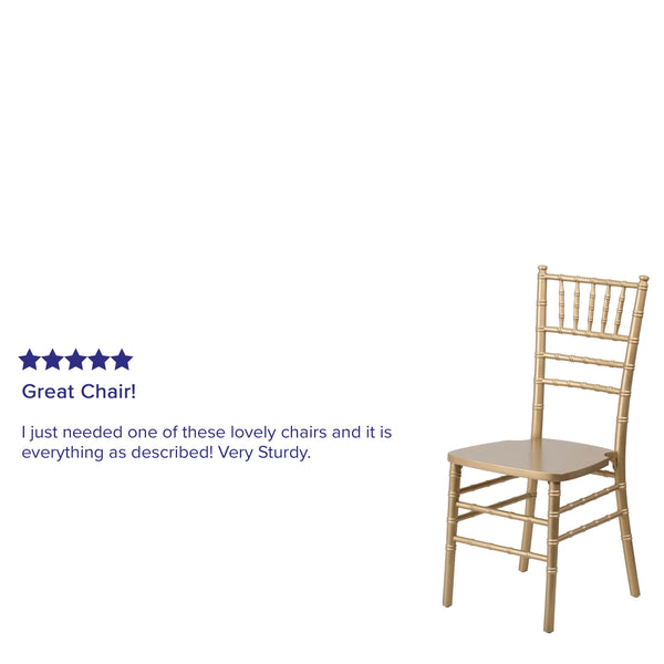 Gold |#| 1100lb. Capacity Gold Wood Stackable Chiavari Event Chair