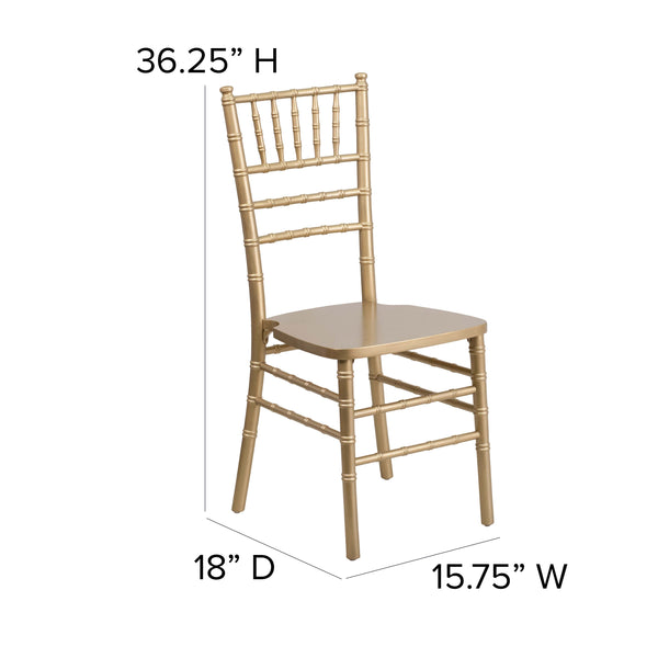 Gold |#| 1100lb. Capacity Gold Wood Stackable Chiavari Event Chair