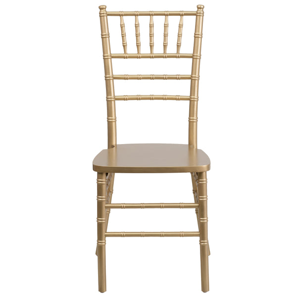 Gold |#| 1100lb. Capacity Gold Wood Stackable Chiavari Event Chair