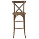 350lb. Rated Dark Antique Wood Cross Back Stackable Barstool