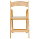 Natural |#| Natural Wood Folding Chair with Vinyl Padded Seat