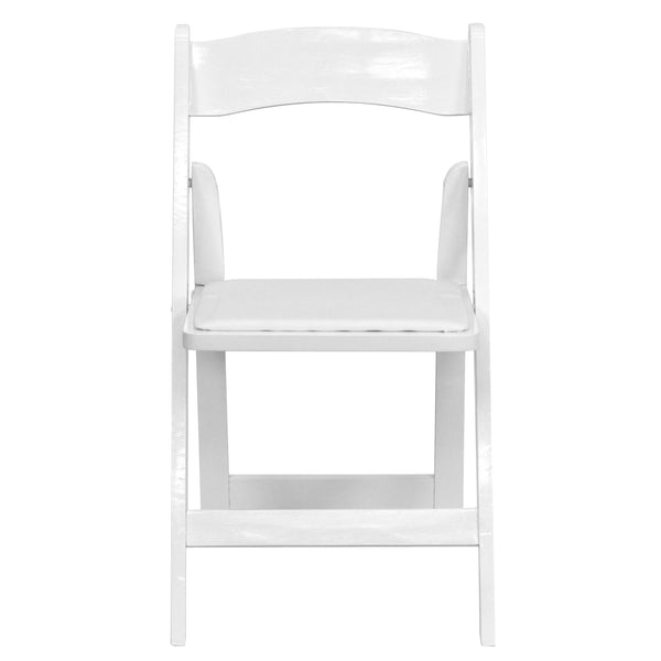 White |#| White Wood Folding Chair with Detachable Vinyl Padded Seat