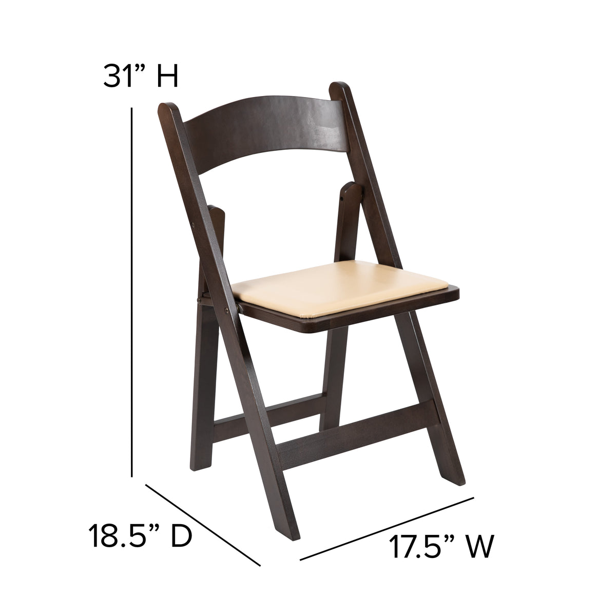 Chocolate |#| Chocolate Wood Folding Chair with Detachable Vinyl Padded Seat