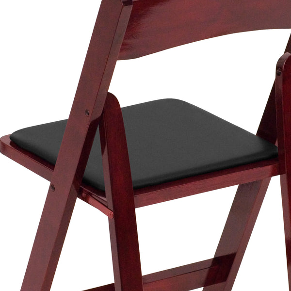 Mahogany |#| Mahogany Wood Folding Chair with Detachable Vinyl Padded Seat