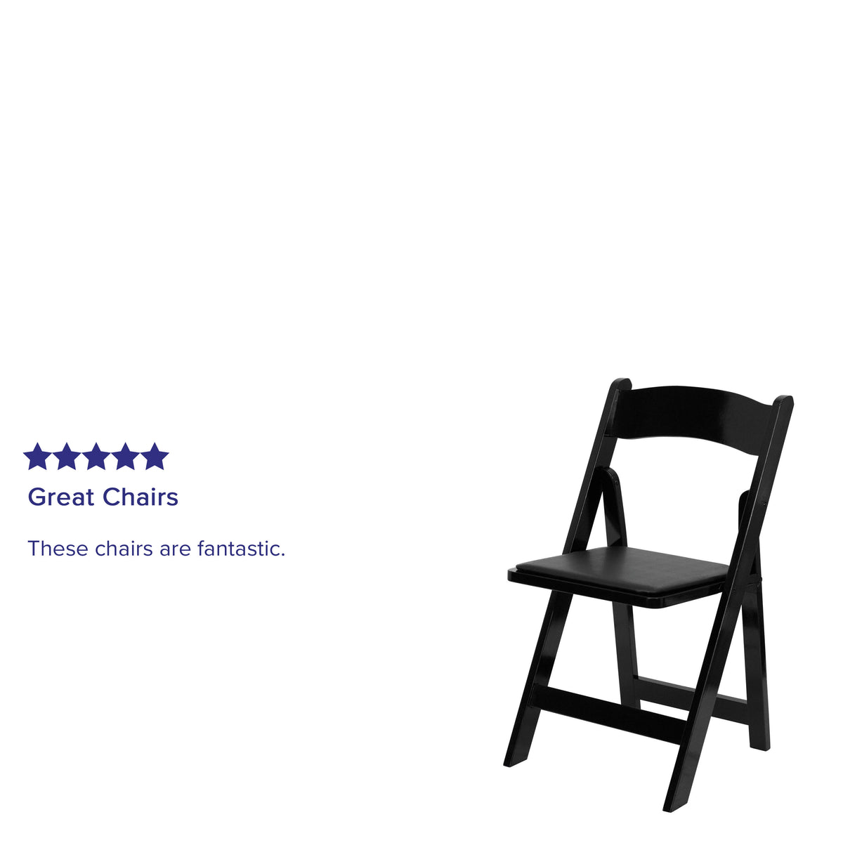 Black |#| Black Wood Folding Chair with Vinyl Padded Seat