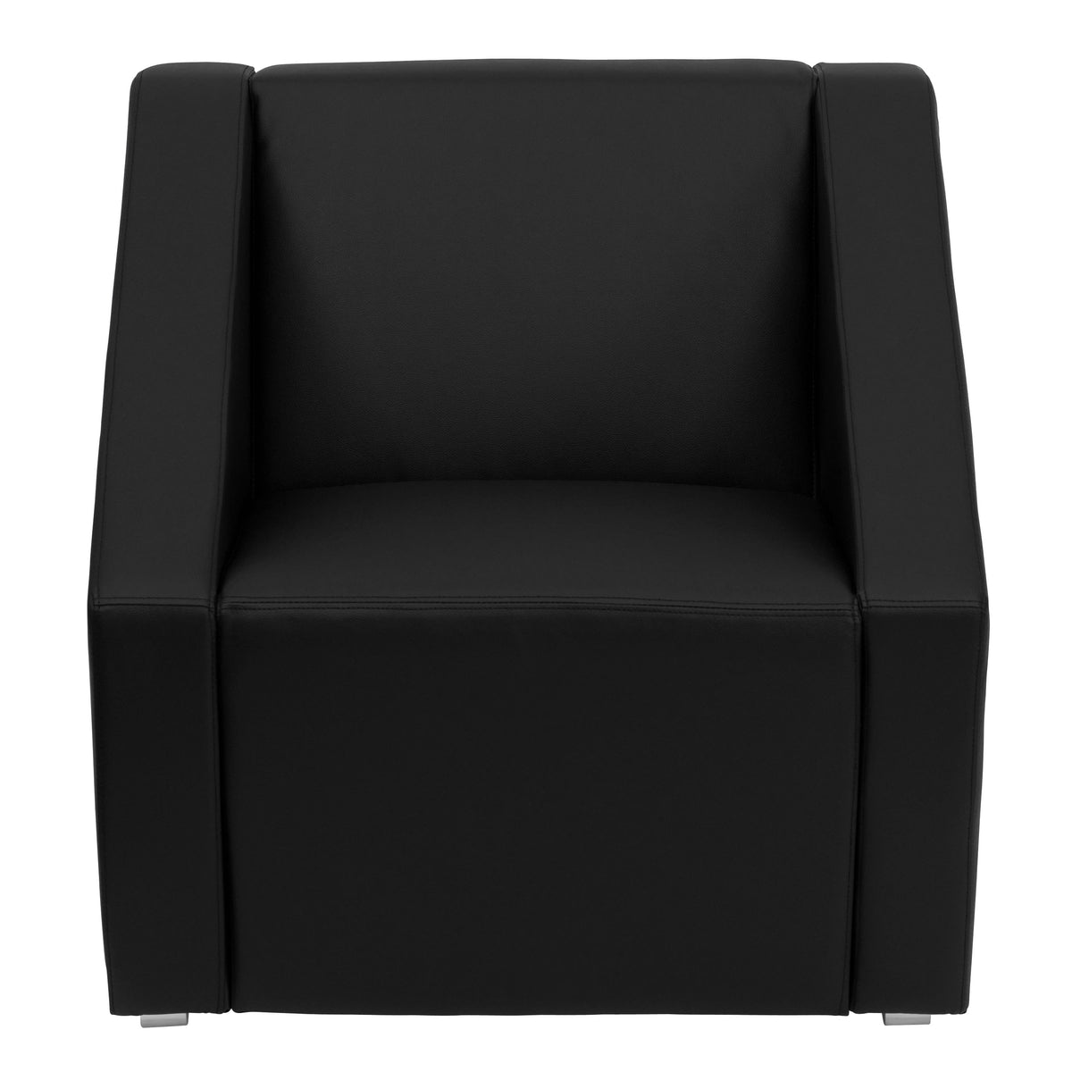 Black |#| Black LeatherSoft Lounge Chair with Triangular Shaped Base