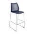 Navy Plastic/Gray Frame |#| Stackable Sled Base Barstool with Vented Back and Integrated Footrest in Navy