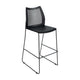 Black Plastic/Black Frame |#| Stackable Sled Base Barstool with Vented Back and Integrated Footrest in Black
