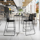 Black Plastic/Black Frame |#| Stackable Sled Base Barstool with Vented Back and Integrated Footrest in Black