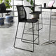 Black Plastic/Black Frame |#| Stackable Sled Base Barstool with Vented Back and Integrated Footrest in Black