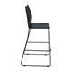 Black Plastic/Black Frame |#| Stackable Sled Base Barstool with Vented Back and Integrated Footrest in Black