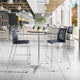 Navy Plastic/Gray Frame |#| Stackable Sled Base Barstool with Vented Back and Integrated Footrest in Navy