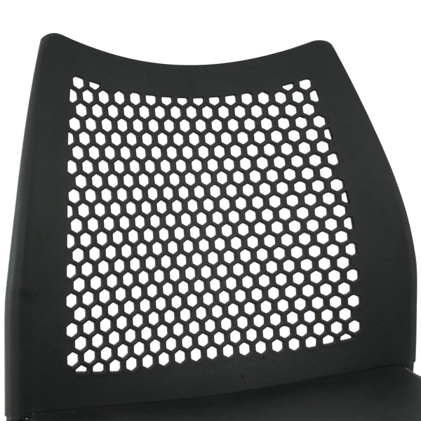 Black Plastic/Black Frame |#| Stackable Chair with Vented Back and Waterfall Seat in Black