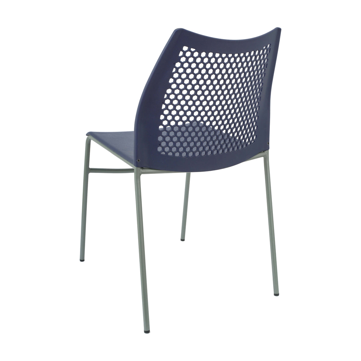Navy Plastic/Gray Frame |#| Stackable Chair with Vented Back and Waterfall Seat in Black