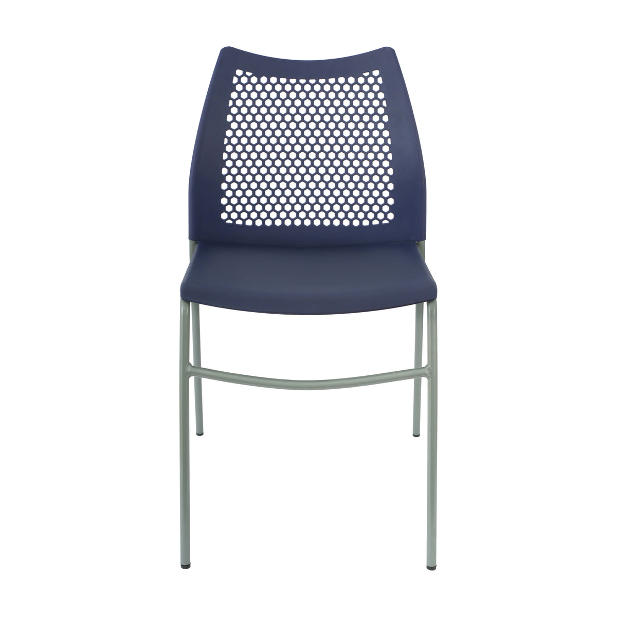 Navy Plastic/Gray Frame |#| Stackable Chair with Vented Back and Waterfall Seat in Black