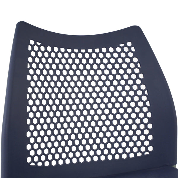 Navy Plastic/Gray Frame |#| Stackable Chair with Vented Back and Waterfall Seat in Black