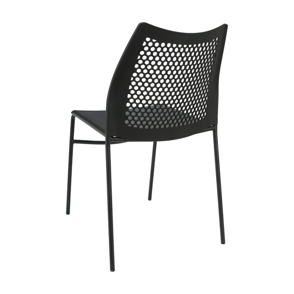 Black Plastic/Black Frame |#| Stackable Chair with Vented Back and Waterfall Seat in Black