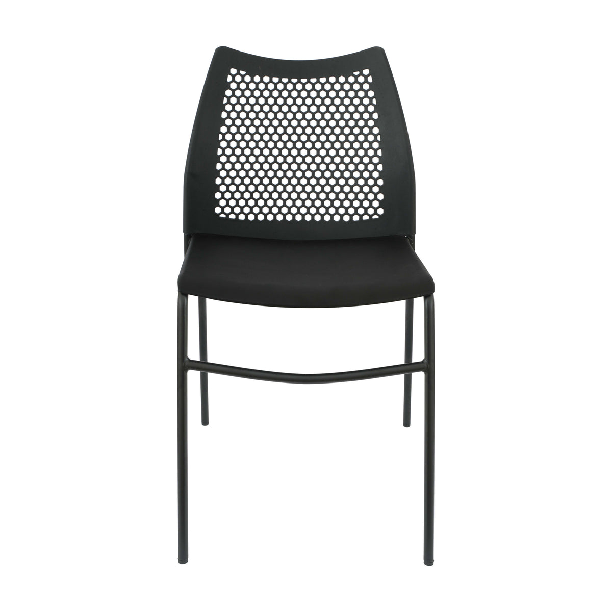 Black Plastic/Black Frame |#| Stackable Chair with Vented Back and Waterfall Seat in Black