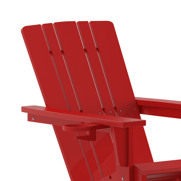 Red |#| Commercial All-Weather Rocking Adirondack Chair with Swiveling Cupholder - Red