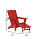 Red |#| Commercial All-Weather Adirondack Chair with Pullout Ottoman & Cupholder - Red