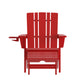 Red |#| Commercial All-Weather Adirondack Chair with Pullout Ottoman & Cupholder - Red