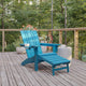 Blue |#| Commercial All-Weather Adirondack Chair with Pullout Ottoman & Cupholder - Blue