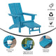 Blue |#| Commercial All-Weather Adirondack Chair with Pullout Ottoman & Cupholder - Blue