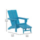 Blue |#| Commercial All-Weather Adirondack Chair with Pullout Ottoman & Cupholder - Blue