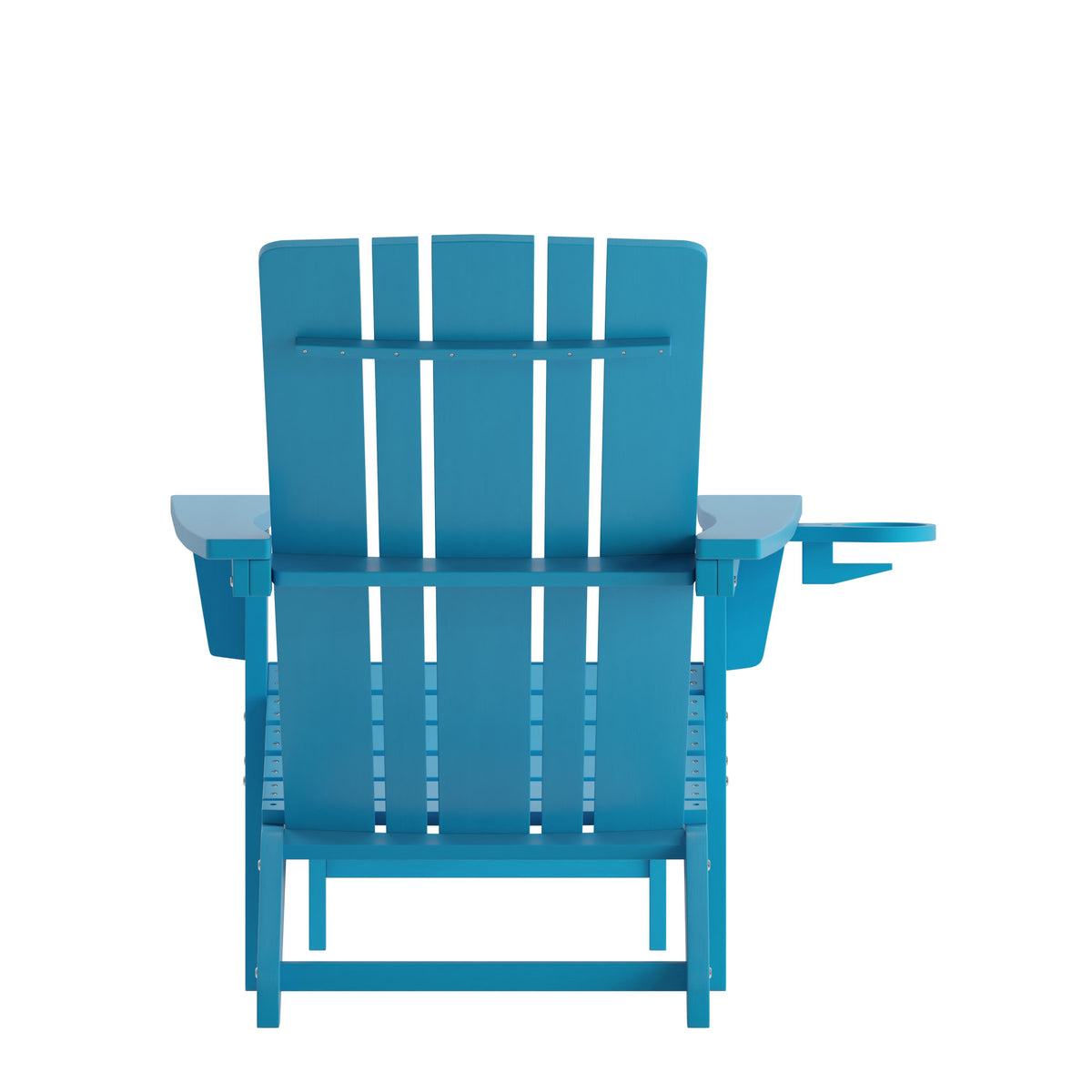 Blue |#| Commercial All-Weather Adirondack Chair with Pullout Ottoman & Cupholder - Blue