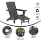 Gray |#| Commercial All-Weather Adirondack Chair with Pullout Ottoman & Cupholder - Gray