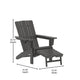 Gray |#| Commercial All-Weather Adirondack Chair with Pullout Ottoman & Cupholder - Gray