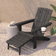 Gray |#| Commercial All-Weather Adirondack Chair with Pullout Ottoman & Cupholder - Gray