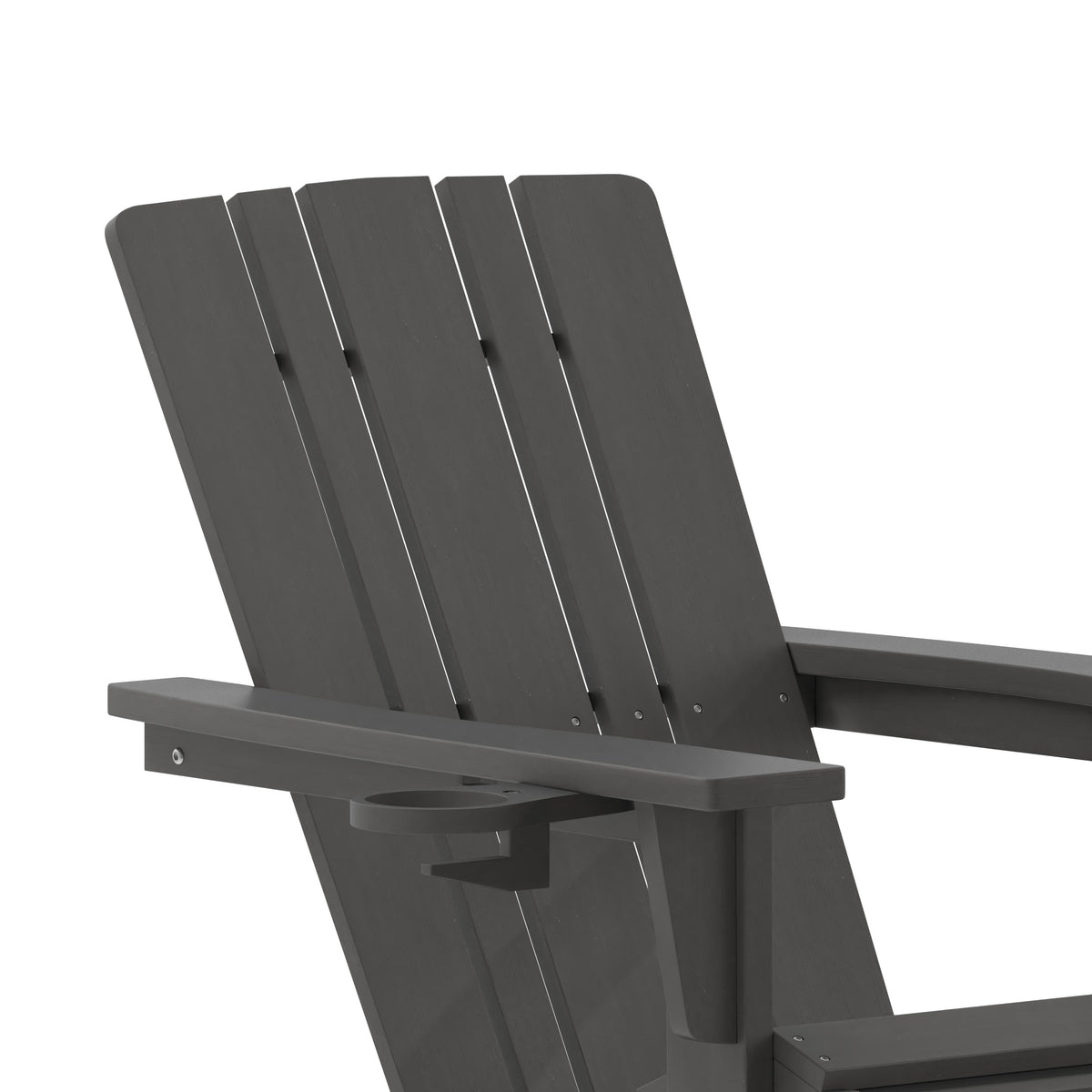 Gray |#| Commercial All-Weather Adirondack Chair with Pullout Ottoman & Cupholder - Gray