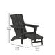 Black |#| Commercial All-Weather Adirondack Chair with Pullout Ottoman & Cupholder - Black