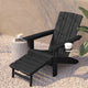 Black |#| Commercial All-Weather Adirondack Chair with Pullout Ottoman & Cupholder - Black