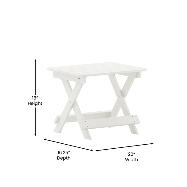 White |#| Commercial Grade All-Weather Portable Folding Adirondack Side Table - White