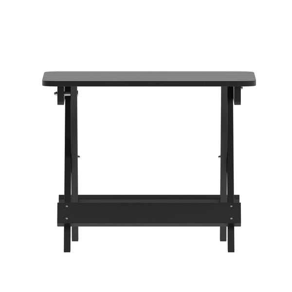 Black |#| Commercial Grade All-Weather Portable Folding Adirondack Side Table - Black